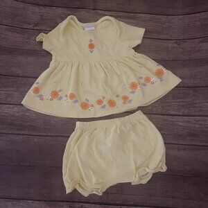 Baby Infant Girl’s Carter’s Yellow Dress Set 3-6 Month Flowers Dragonflies